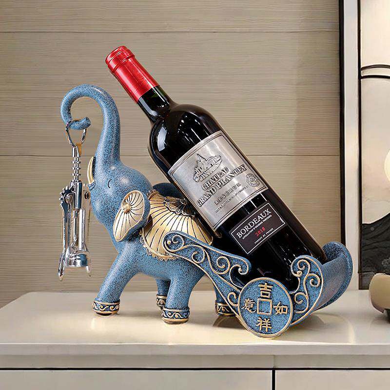 新CS-1075中式大红象酒摆件斗柜柜酒托 架托乔餐迁新居礼品酒吧酒