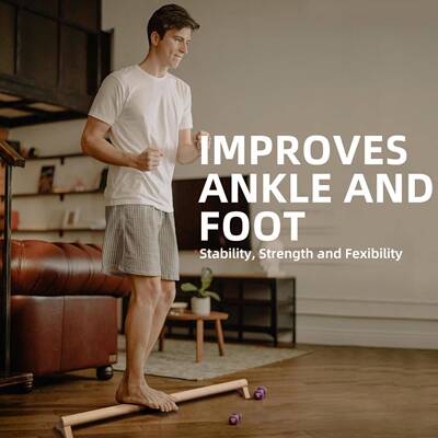 平衡木木稳定训练材独木器桥实木榉足筋NTP膜按摩拉伸私教健身团