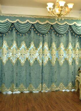 高档欧式奢客厅豪华华镂窗MOG帘雪尔绣空尼花大气窗幔成品落地窗