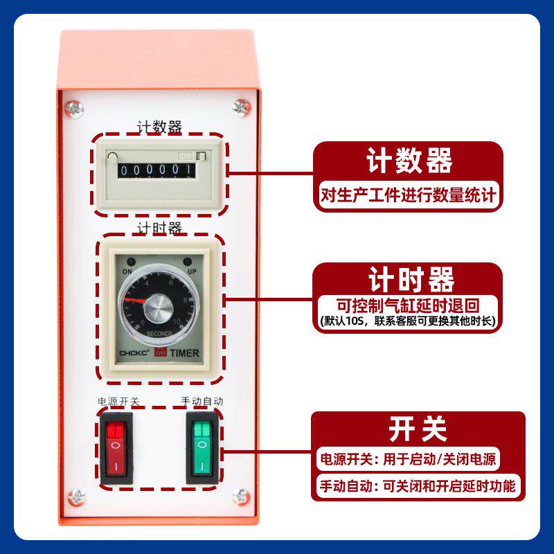 床控制箱冲气啤机控制箱带数计时器延时电电磁箱阀计气220V缸控制