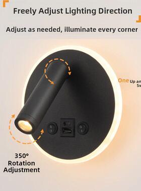 双USB可充壁25571灯带开灯关充电装饰酒店床头室内氛电围阅可读卧