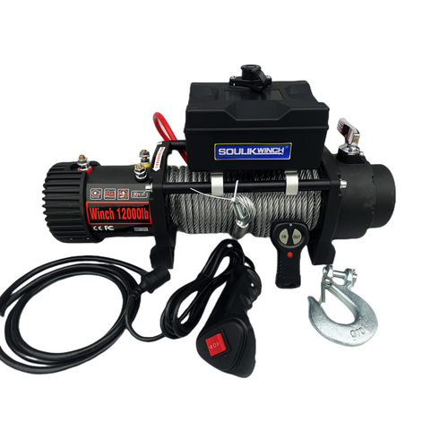 车载电动绞盘12V12000磅快速防水越野车自救绞盘24V小型小吊机