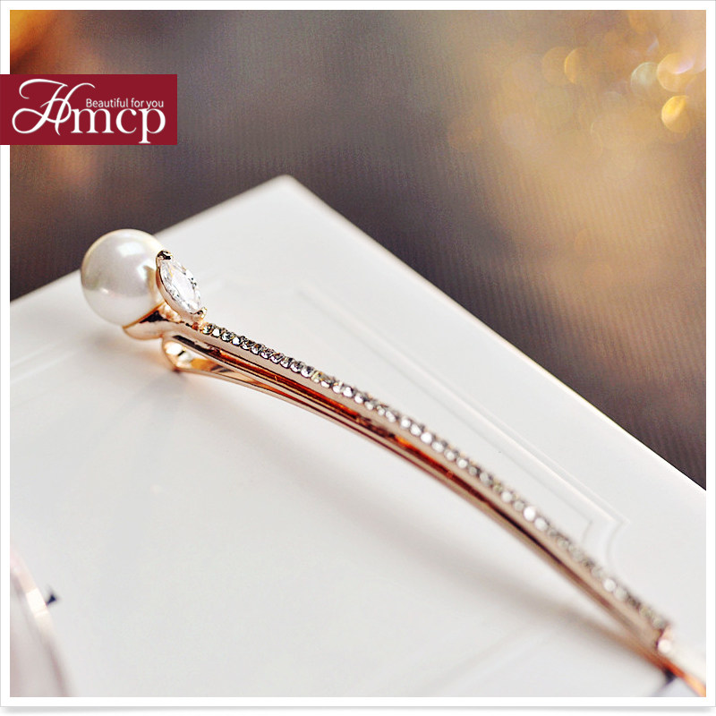 大发夹女顶夹一字夹刘海气质简约网红珍珠水钻长发卡侧边夹子头饰