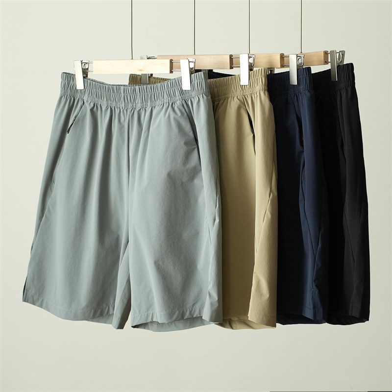 轻薄透气 男士锦纶速干梭织短裤 纯色休闲五分裤中裤夏款大码男装