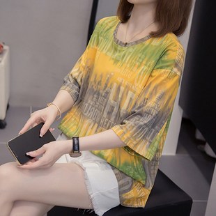 纯棉上衣女胖mm宽松显瘦遮肚子.短袖 2025夏装 时尚 新款 T恤女 加大码