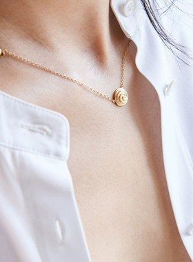 轮涡型项链双坠纯银嵌珠青金石虎眼轻奢个性小众设计高级感锁骨链