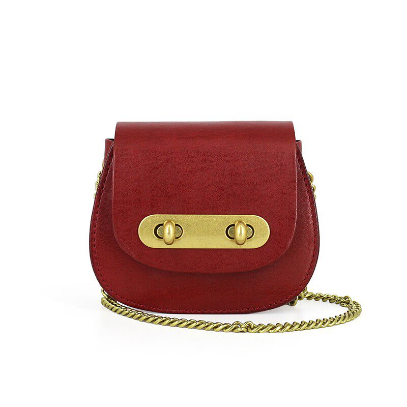 日韩新款小包包植鞣牛皮可爱少女小挎包复古链条单肩包迷你斜挎包