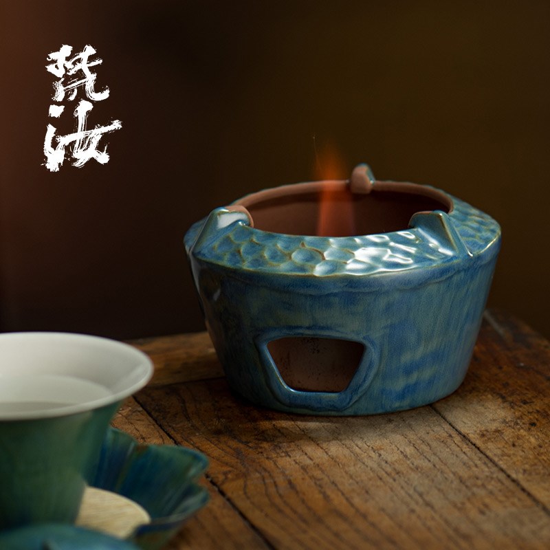木舟茶事梵汝承巢炉官绿釉便携式酒精炉煮茶壶Q加热底座家用煮茶