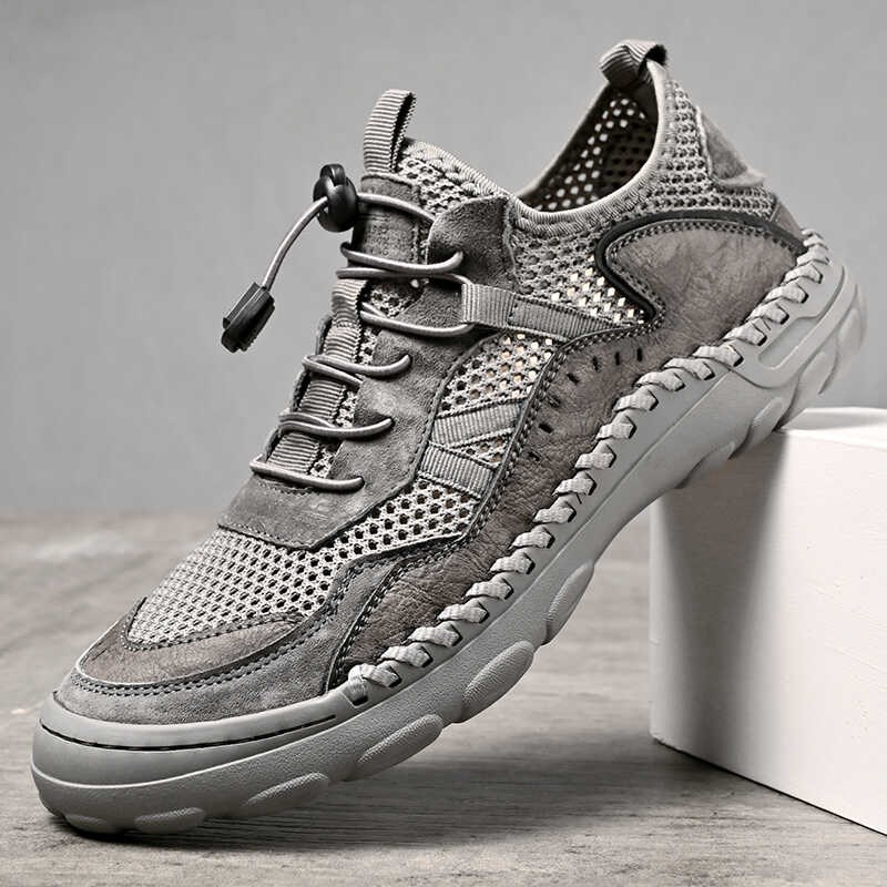 2025新款夏季真皮透气皮凉鞋男网面运动鞋防滑网鞋登山男士休闲鞋