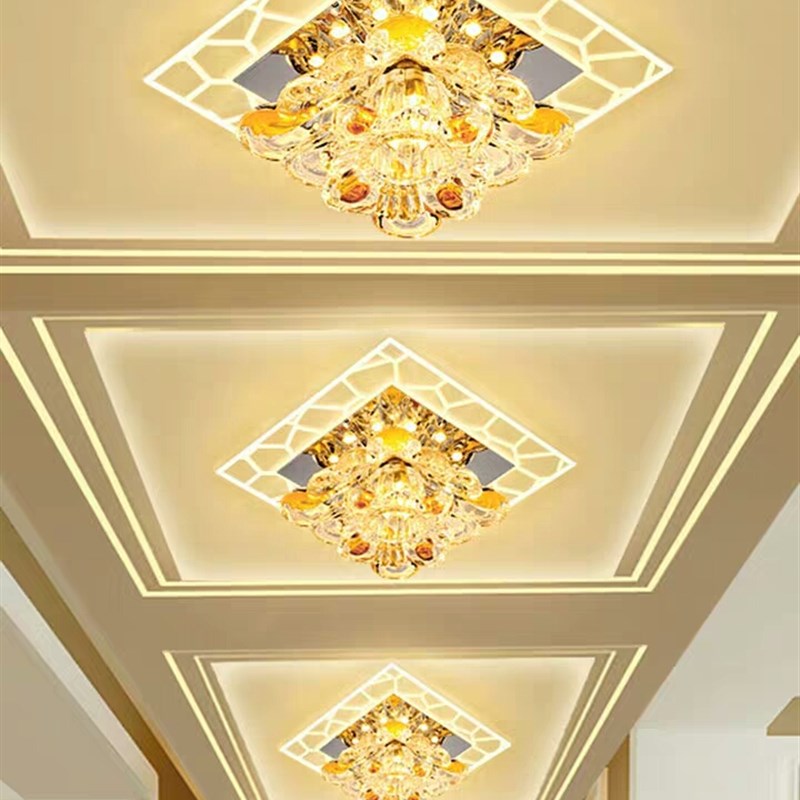 简约水晶灯创意走廊客厅周u围装饰花灯玄关阳台射灯嵌入式明装筒