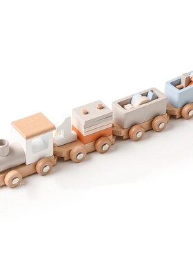 简约现代样板间儿童房软装摆件售楼处儿童区桌面木质火车玩具装饰