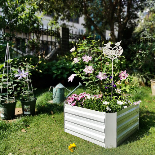 镀锌花箱户外围栏种植箱庭院阳台种菜花盆花坛花槽栅栏篱笆护栏