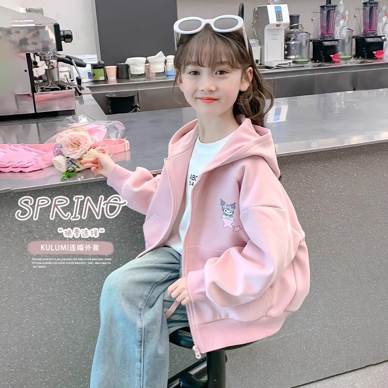 童装女卫衣儿童春秋外套2025新款女孩运动服女宝连帽上衣绒衫薄款