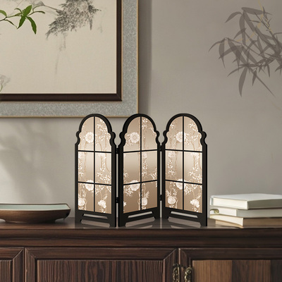 中古风桌面装饰摆件复古小屏风斗柜餐边柜电视柜摆台画餐厅装饰画