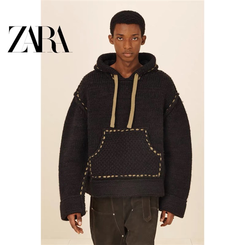 柜999!春季新款男装羊毛混纺连帽长袖针织短款卫衣外套0021901