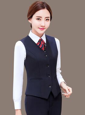 春秋修身女士马甲坎肩无袖职业装D套装背心西装马夹百搭女装短款