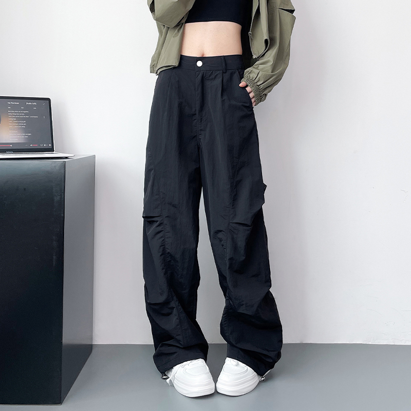 早秋新款大码阔腿裤女胖mm宽松显瘦休闲裤高腰垂感直筒拖地长裤子