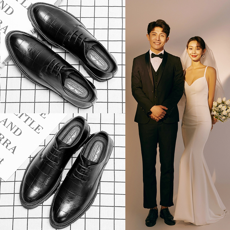 2021新郎内增高结婚礼鞋韩版英伦冬天男士商务休闲皮鞋配西装伴郎