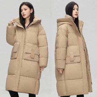 过膝加厚宽松羽绒棉外套棉衣女棉服.大码 冬季 中长款 新款 棉袄 反季