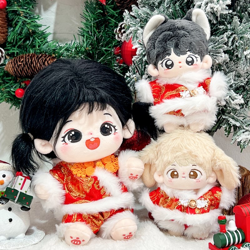 新品现货唐装10cm20厘米40cAm棉花娃娃衣服新年冬季无属性娃衣着