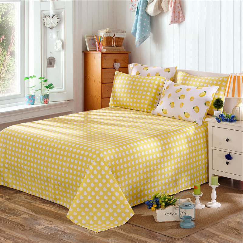 床单单件夏天薄款棉单人女一米五1米8床C1.8m2黄色2.3x2.5纯棉全