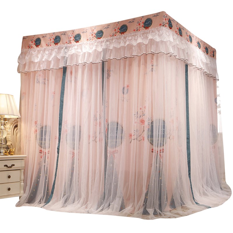 遮光床帘家用卧i室落地封体一尘床幔支架蚊帐防闭式公主风保暖少
