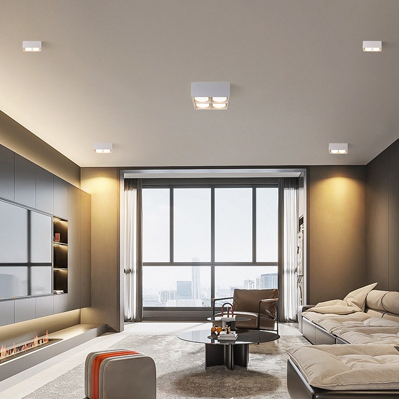 明装筒灯现代简约智能无主灯客厅照明斗胆灯射灯主U卧室方形吸顶