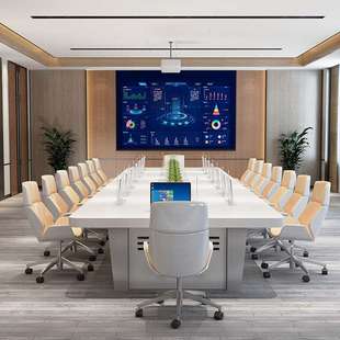 大型智能会议桌长桌简约现代无纸化会议系统升降屏培训办公桌条桌