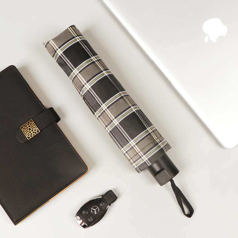 时尚商务格子双人大号雨伞男女加固抗风加大码复古结实手动折叠伞