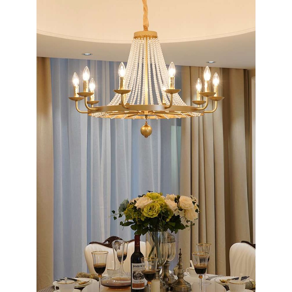 美式复古水晶客厅吊灯法式田园餐厅书房主卧室灯具轻奢蜡烛楼梯灯