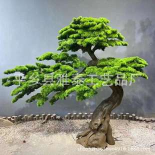 仿真松树迎客松罗汉松假美人松玄关造景装饰新中式楼梯下绿植摆件