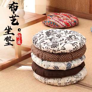 圆形坐垫垫子电脑坐椅垫办公室棉麻椅垫餐桌椅子四季加厚透气家用