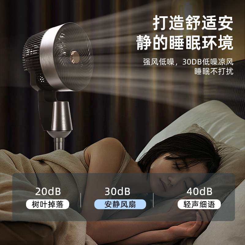 尚度德国智能语音空气循环扇家用静音电风扇遥控涡轮夜灯落地扇