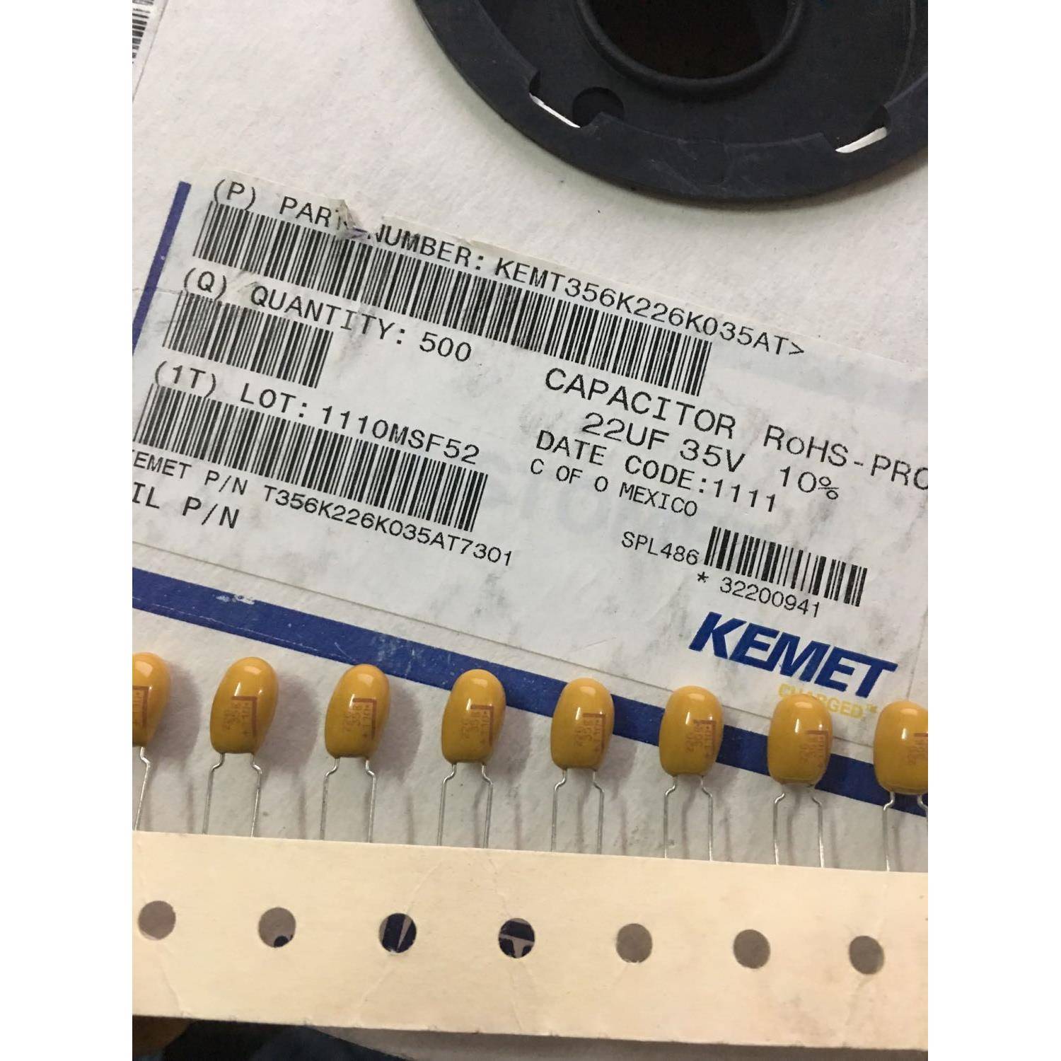 T356K226K035AT7301 35V22UF 22UF35V KEMET基美直插 钽电容器DIP
