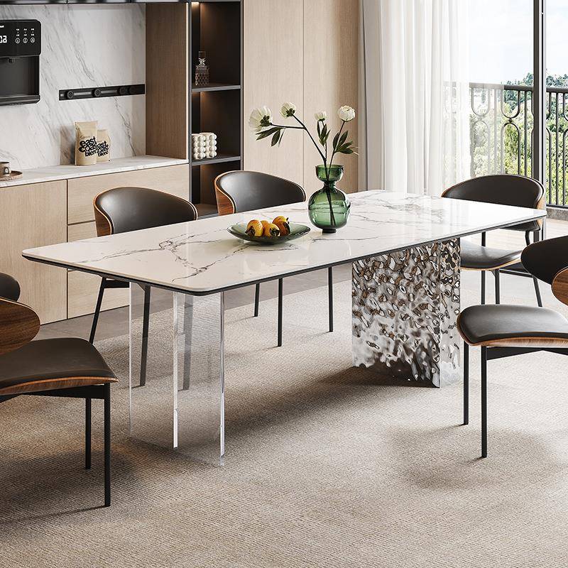 意式极简岩板餐桌椅组合小户型轻奢设计师家用长方形餐台吃饭桌子