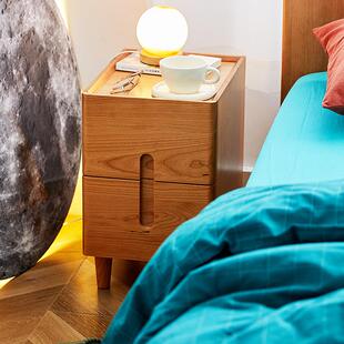 一刻木器实木极窄床头柜小户型卧室樱桃木抽屉床边床头储物收纳柜