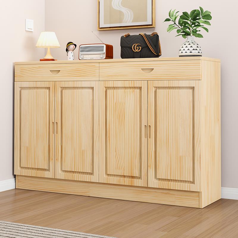 鞋柜收纳实木多功能家用门口多层大容量简约现代纯实木松木玄关柜