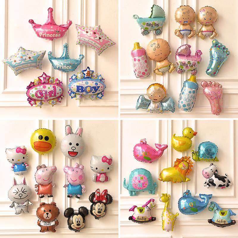 迷你桌飘卡通铝膜气球宝宝百天满月周岁布置儿童生日派对装饰布置