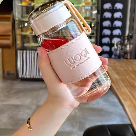日本GM玻璃水杯办公室女生网红可爱高颜值带盖便携泡茶杯子喝水男