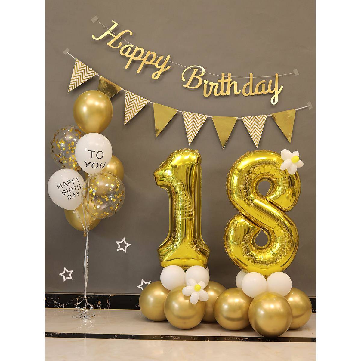 数字气球立柱路引女孩生日趴体装饰儿童周岁宝宝派对场景布置男生