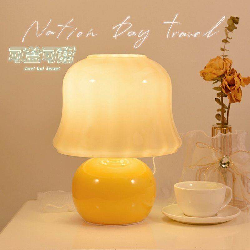琉璃法式奶油台灯Muran中古卧室床头客厅北欧装饰浪漫玻璃蘑菇灯,家装灯饰光源,装饰台灯,淘宝优惠券,粉丝福利购,淘宝优惠卷