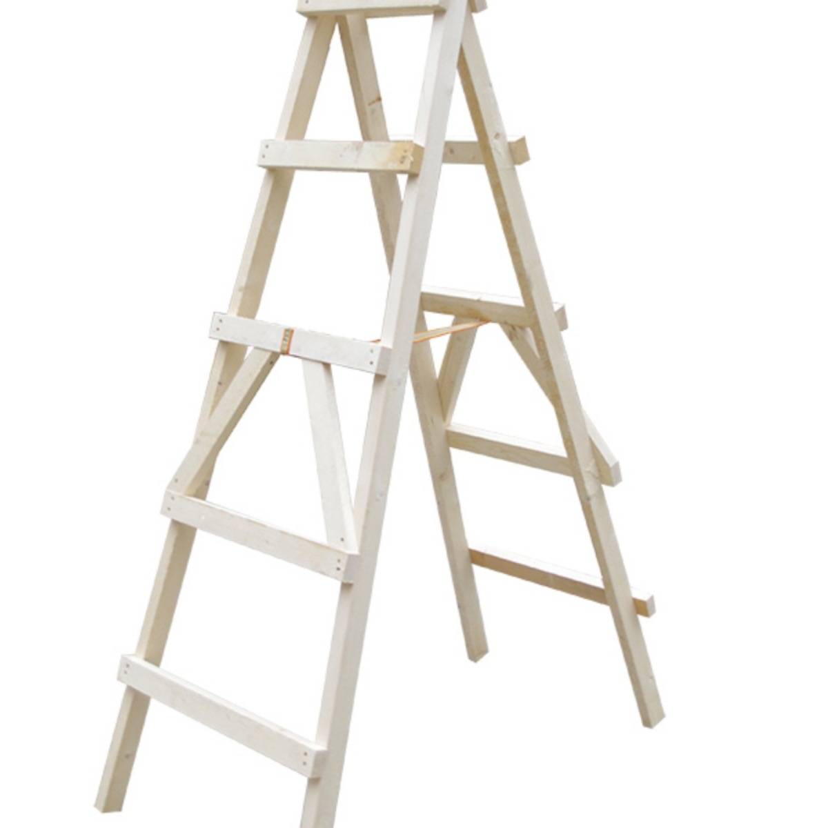 白松木双侧梯子 简易装修木头实木登高人字梯 工程水电木梯工地用
