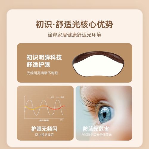 初识灯饰 复古风卧室吸顶灯中古侘寂风胡桃木色房间书房护眼灯具