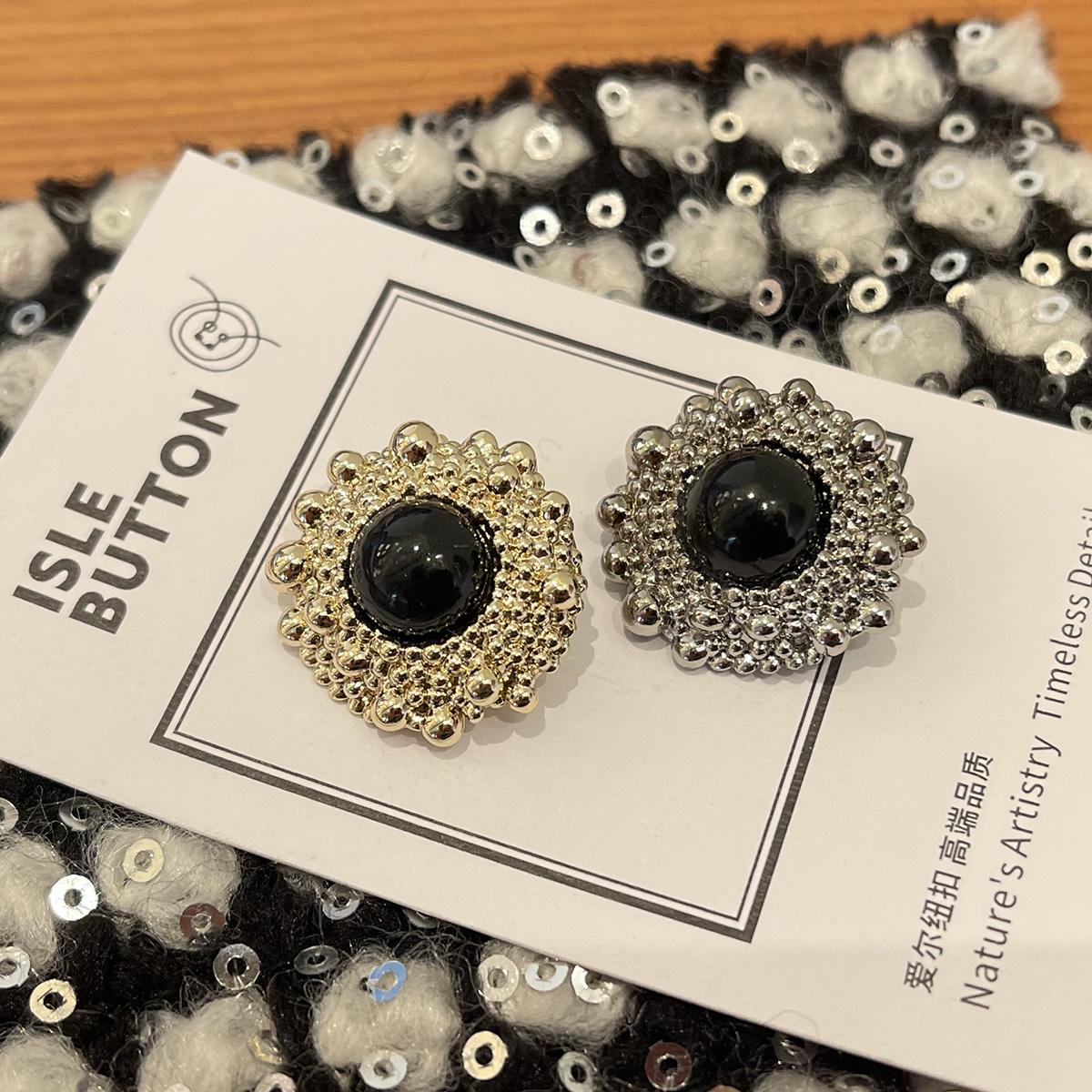 新款高级感重工金属纽扣皮草大衣马甲珍珠扣外套毛衣服装装饰扣子