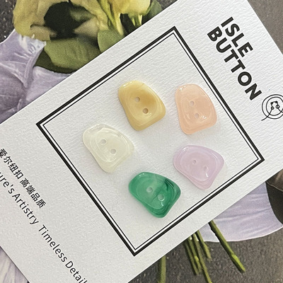 异形仿玉石渐变两眼纽扣衬衫毛衣开衫粉不规则椭圆扣西服装饰扣