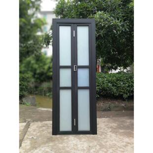 钛镁合金吊轮移门小折叠化妆室推拉厨房无下轨浴室玻璃门对开 阳