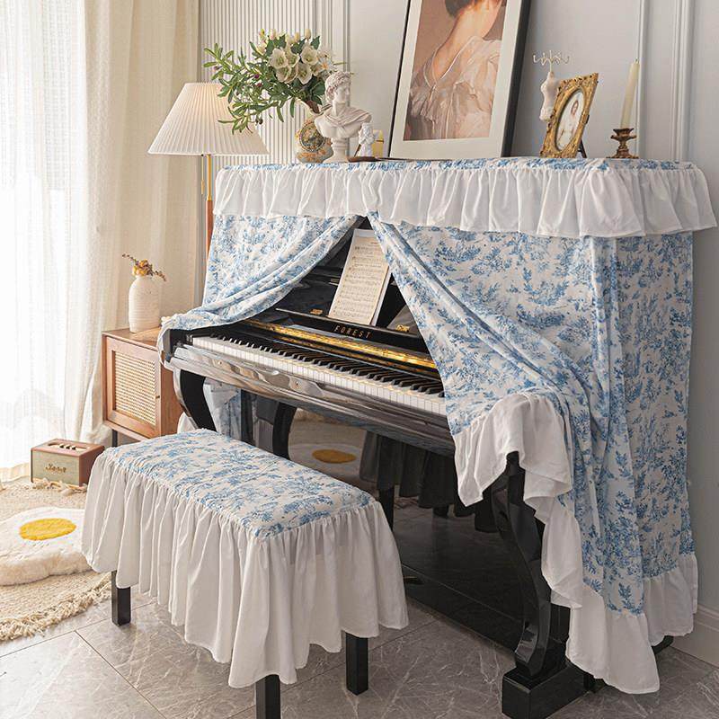 钢琴罩全罩法式复古轻奢防尘罩半罩电子钢琴盖布钢琴帘琴键盖巾