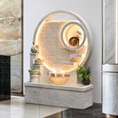 现代高山流水墙造景观庭院花园客厅公司迎门水幕屏风假山喷泉摆件