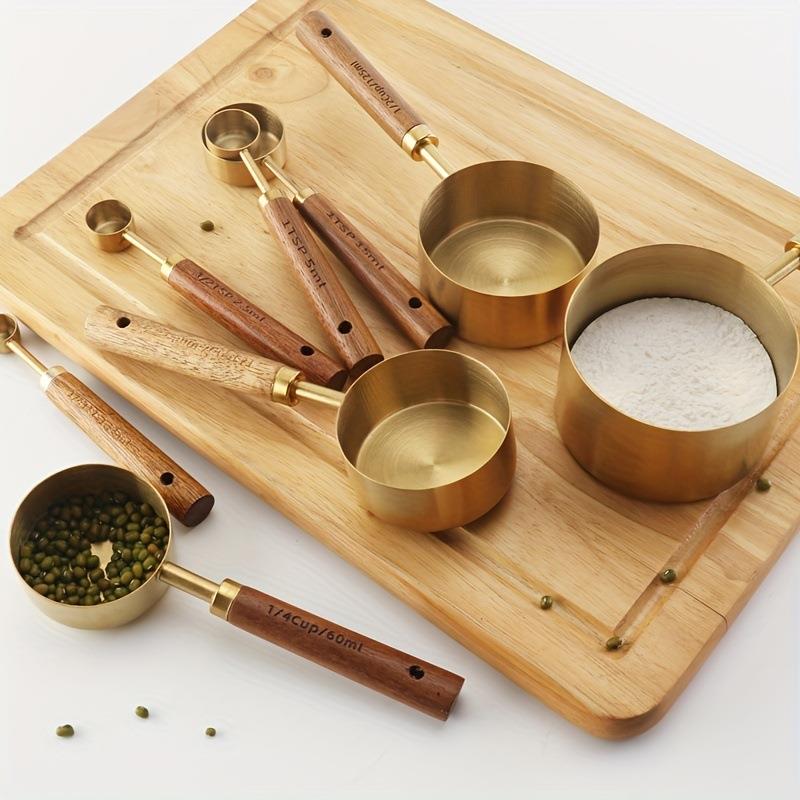 相思木手柄量杯量勺套装不锈钢量匙调料勺取粉勺咖啡量杯烘培工具