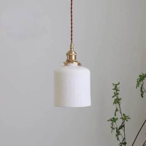 日式陶瓷吊灯复古条纹餐厅吧台民宿床头玄关过道茶室北欧黄铜吊灯